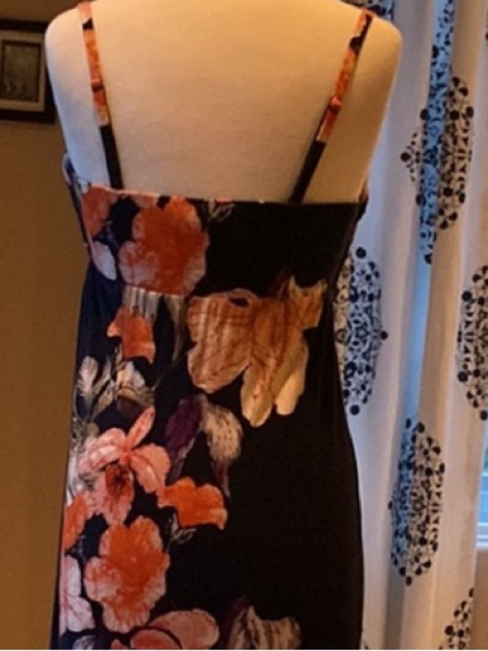 Tommy Bahama Navy Maxi Dress with Peach Floral Print - Picture 4 of 6